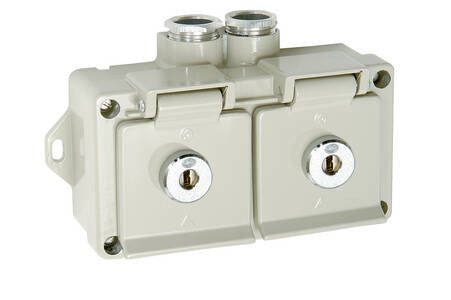 Selcast Schuko double sockets, locking type